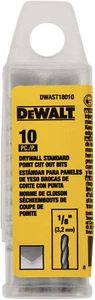 DEWALT DWAST18010 BROCA DE CORTE ESTÁNDAR PARA PANELES DE YESO DE 1/8 PULGADAS Paquete de 10 - Imagen 1 de 12