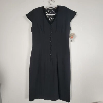 Vestido vintage Joseph Ribkoff para mujer negro manga gorra 8 recortes traseros nuevo $210 Foto 1 de 4