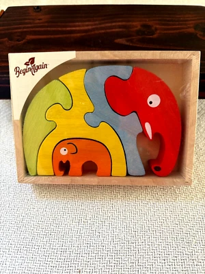 Begin Again Elephant Family Wood Puzzle 7" x 5" NEW in Shrink Wrap - Image 1 of 3