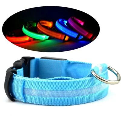 LED Pet Collars Dog Cat Neck Strap Adjustable Size XS S M L Rechargeable Battery - Image 1 of 4