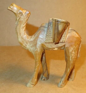 ANTIGUA FIGURA DE ARTE ANIMAL DE CAMELLO DE MADERA TALLADA DE COLECCIÓN 4" DE ALTO MADERA - Imagen 1 de 6