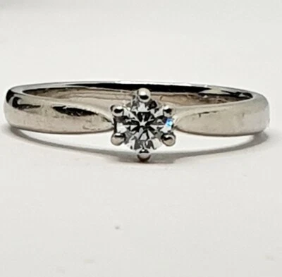 Palladium Diamond Solitaire Ring 0.175ct 95% Palladium Pinky Ring Small Size K - Image 1 of 4