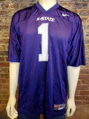 Nike Team Vtg K State Kansas State Wildcats Football Jersey #1 Purple Mens L Cover