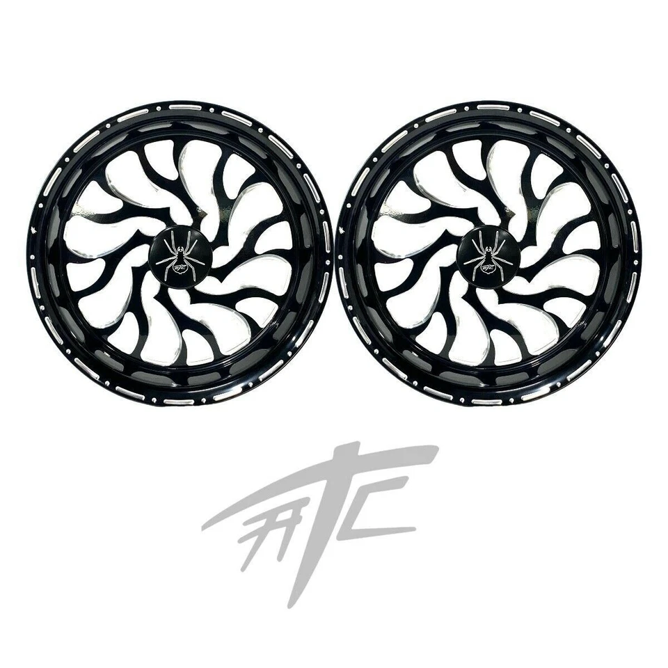 SPYDER 20" BLACK CONTRAST CUT HELLIAN WHEELS (2) 2015-2020 CAN-AM SPYDER F3 - Image 1 of 4