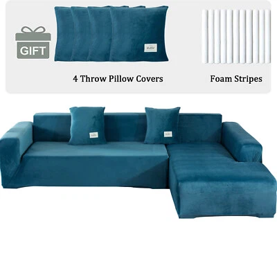 Fundas de sofá de terciopelo en forma de L protectoras seccionales para sofá de 3+4 plazas Foto 1 de 2
