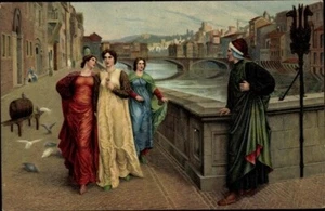 c.1910 Dante & Beatrice, Artist PC Henry Holiday; Stengel 29090; Unused, Mint - Picture 1 of 2