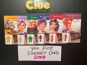 Clue 2002 Suspect Cards YOU PICK Game Replacement Card Hasbro - Picture 1 of 8