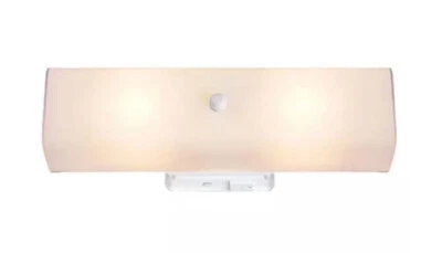 Hampton Bay Adeliade 14 in. 2-Light White Bath Vanity Light with Glass Shade