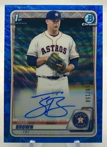 2020 1° Bowman Draft Chrome Tyler Brown rifrattore automatico onda blu /150 Astros - Foto 1 di 2