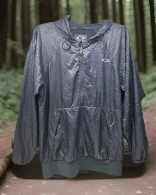 Oakley Windbreaker Jacket Mens Small Surf Style Blue Lightweight Hoodie Zipper - Image 1 of 4
