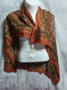 Aavni 100% Organic SILK Shawl Scarf  Paisley Shawl Handmade 4748 - Picture 1 of 6