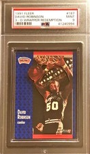 PSA 9 DAVID ROBINSON 1991-92 Fleer 3D Acrylic Wrapper Redemption #187 RARE MINT