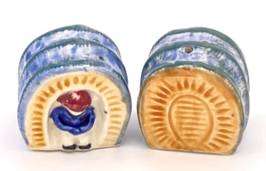 Salt Pepper Shakers Japan Boy Hay Stack Hand Painted Miniature VTG - Picture 1 of 5