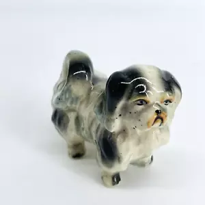 FIGURA ANTIGUA DE COLECCIÓN JAPONESA MINI PERRO PEKINÉS ESMALTADO PORCELANA - CERÁMICA ARTÍSTICA - Imagen 1 de 14