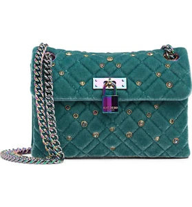 Nuevo con etiquetas $215 Bolso de Mano Kurt Geiger London Terciopelo Brixton Mini Bloqueo Azul - Imagen 1 de 6