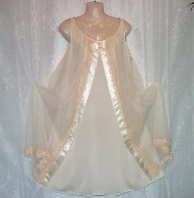 Med.up to Lg. 2 Layer,Vanity Fair,fancy waltz,vintage babydoll nightgown,chiffon - Image 1 of 4