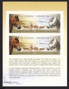 Canadian HORSES = Descriptive Page of 4 sts  from Booklet MNH Canada 2009 #2330a - Picture 1 of 2