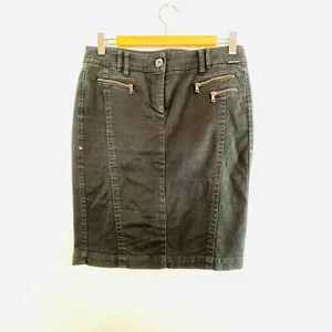 Marc Cain Sports Size 2 (8 Aus) Black Denim Fitted Skirt Designer - Picture 1 of 24
