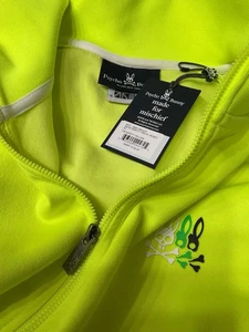 Psycho Bunny Track Jacket Mens Abbott Full Zip Sz XL Safety Yellow Neon Bright - Picture 1 of 14