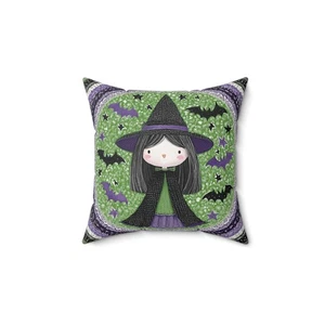 Halloween Witch Throw Pillow and Cover Spooky Home Decor Accent Cushion - Picture 1 of 13