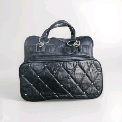 BCBG MAX AZRIA Y2K вид с заклепками кожи гранж черная сумка сумочка - Изображение 1 из 4