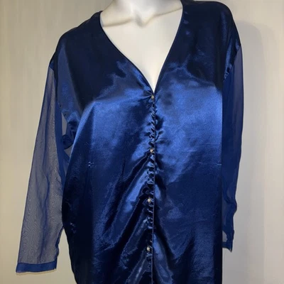 Camisón Victoria’s Secret Azul Marino Satinado Botón Delantero M/L – Defecto Foto 1 de 4