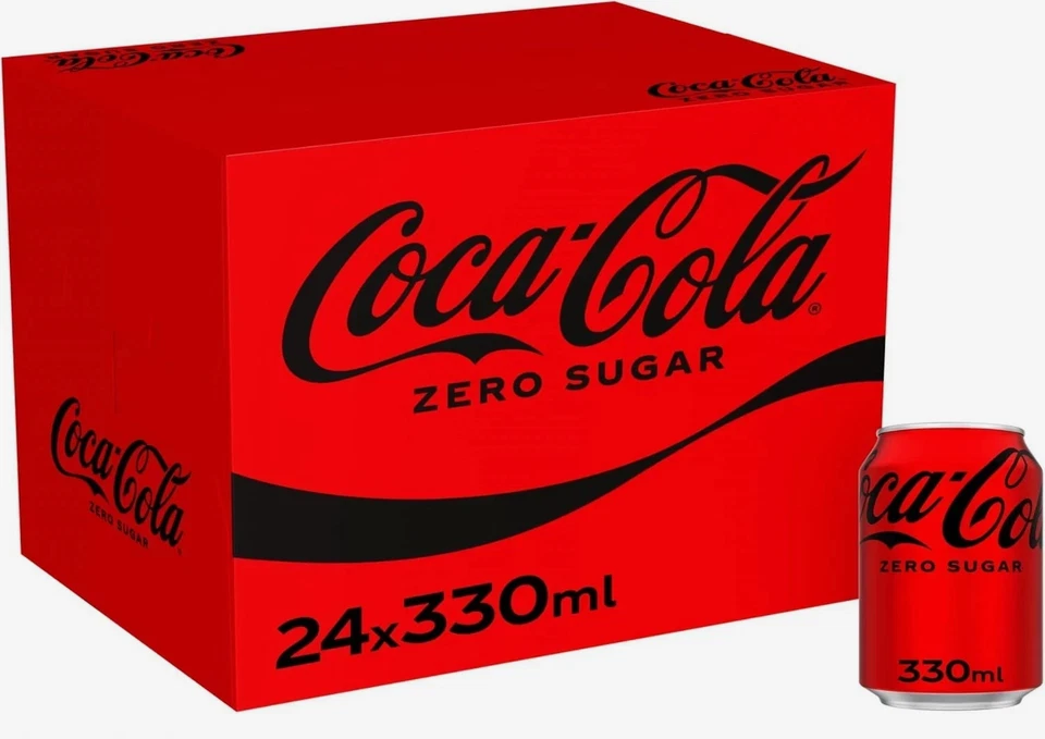 Coca Cola Zero Sugar 24 x 330ml Cans 330 ml (Pack of 24) Free Shipping - Image 1 of 4