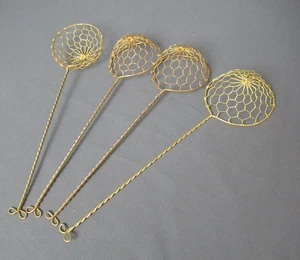 4 Brass Cooking Strainers Utensils Wire - Oil Skimmers - New j5 rb/vh - Picture 1 of 5