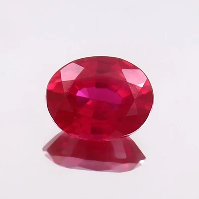 Lab Created Ruby Corundum Oval Faceted AAA Loose Gemstones ( 13x18x8 mm ) - Image 1 of 4