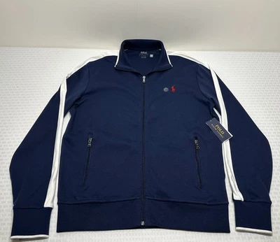 Novo com etiquetas! Jaqueta polo masculina Ralph Lauren azul marinho zíper completo algodão M nova $125 - Imagem 1 de 4