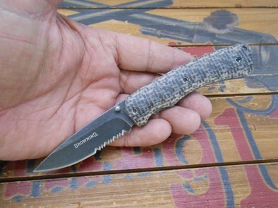 Browning Pocket Knife Liner Lock Combo Edge Blade Micarta Handle Model 6512 - Image 1 of 4