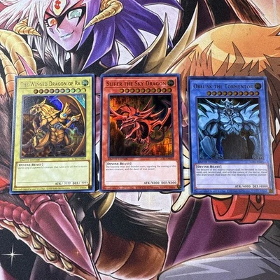 Yugioh Egyptian God Cards Set Slifer Obelisk Ra Ultra Rare LC01-EN001 002 003 NM - Image 1 of 4