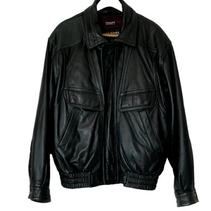 Vtg Wilson's Leather Motorcycle Bomber Biker Jacket Mens L Removeable Liner - Picture 1 of 12