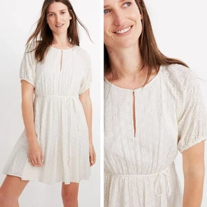 Mini Vestido Madewell Prairie Minimalista Femenino Crema Ojales Borla-Corbata 8 M/L - Imagen 1 de 14