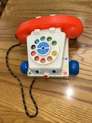 Винтаж 1961 Fisher Price болтовня телефона #747 телефон тянуть игрушка с движущимися глазами - Изображение 1 из 4