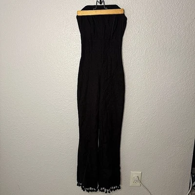 Stone Cold Fox Naples Black Strapless Jumpsuit Size 1 S Linen Tassel Fitted Chic - Image 1 of 4