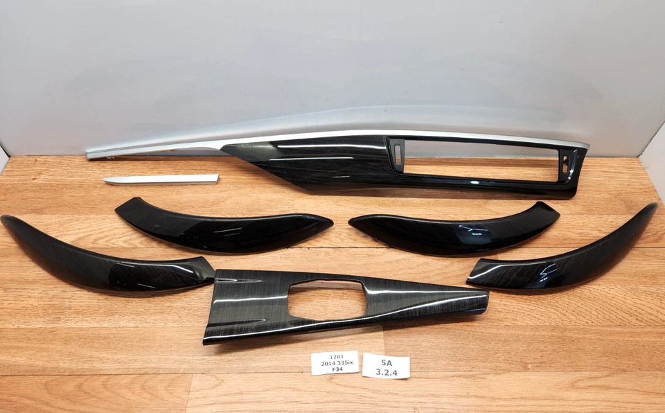 ✅ 原始设备制造商宝马 F30 F34 335 中控台仪表板木质无烟内部装饰套装 — 第 1/4 张图片