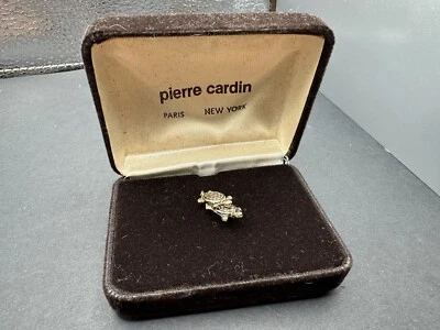 Pierre Cardin Gold Tone Metal Turtles Tie Tack Lapel Pin With Box VTG - Image 1 of 3