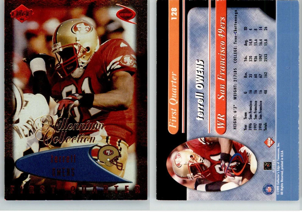 Terrell Owens 1999 Collector’s Edge Odyssey Millenium Collection Red #128 EX - Image 1 of 1