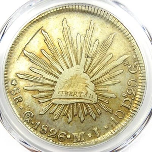 1826-Go MJ 8 Reales Silver Coin (8R) Go05 - Certified PCGS XF Details - Rare! - Picture 1 of 4