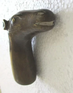ANTIQUE HORSE HEAD WALKING STICK CANE HANDLE , BRONZE - Picture 1 of 7