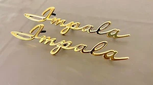1962 62 Chevy Impala 24k Gold Plated Rear Quarter Panel Emblem Scripts - Picture 1 of 1