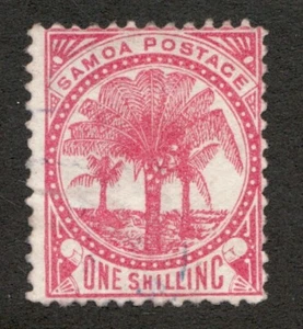 1886 - 1900 Samoa - Sc# 18 - One Shilling Palm Tree - Used stamp Cv$13.50 - Picture 1 of 1