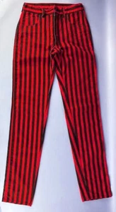 MODZART - NIÑO LONDRES - PUNK Vintage Años 70 80 Pantalones a Rayas 28" Chantaje Gato - Imagen 1 de 6