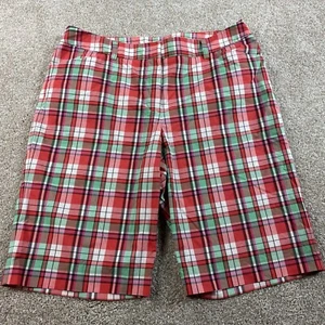 Jones New York Sport Plaid Bermuda Short 14 Red Stretch Golf Walking Travel - Picture 1 of 7