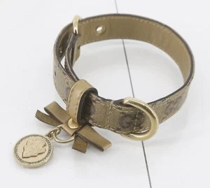 Gucci GG Dog Collar w/ Ribbon & Charm Khaki **EBAY LIVE - Picture 1 of 7
