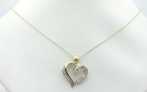 Impresionante Collar Oro Amarillo 10k YG Diseño Personalizado 18" Diamante Corazón Dije #9987 - Imagen 1 de 1