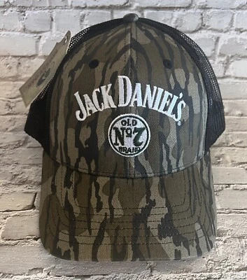 Jack Daniel's Old No. 7 Camo Black Meshback Snapback Baseball Cap Trucker Hat - Image 1 of 4