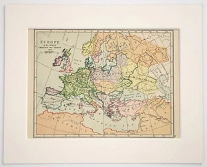 EUROPE in the 9th CENTURY - 1907 Antique Historical Map - Mounted - Picture 1 of 1