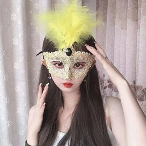 Masquerade Feather Venetian Mask Fancy Dress Party Theme Ball Eye Mask Party 1PC - Picture 1 of 22